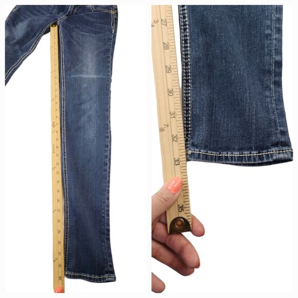 Miss Me Jeans 30 Actual is 27 Waist Jegging Skinny Low Rise Rhinestone Bling - Picture 12 of 14